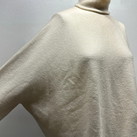 Blumarine Sweater Turtleneck Blouse Knit Top 3/4 Sleeve Boxy Cream Ivory OS * - Picture 5 of 7